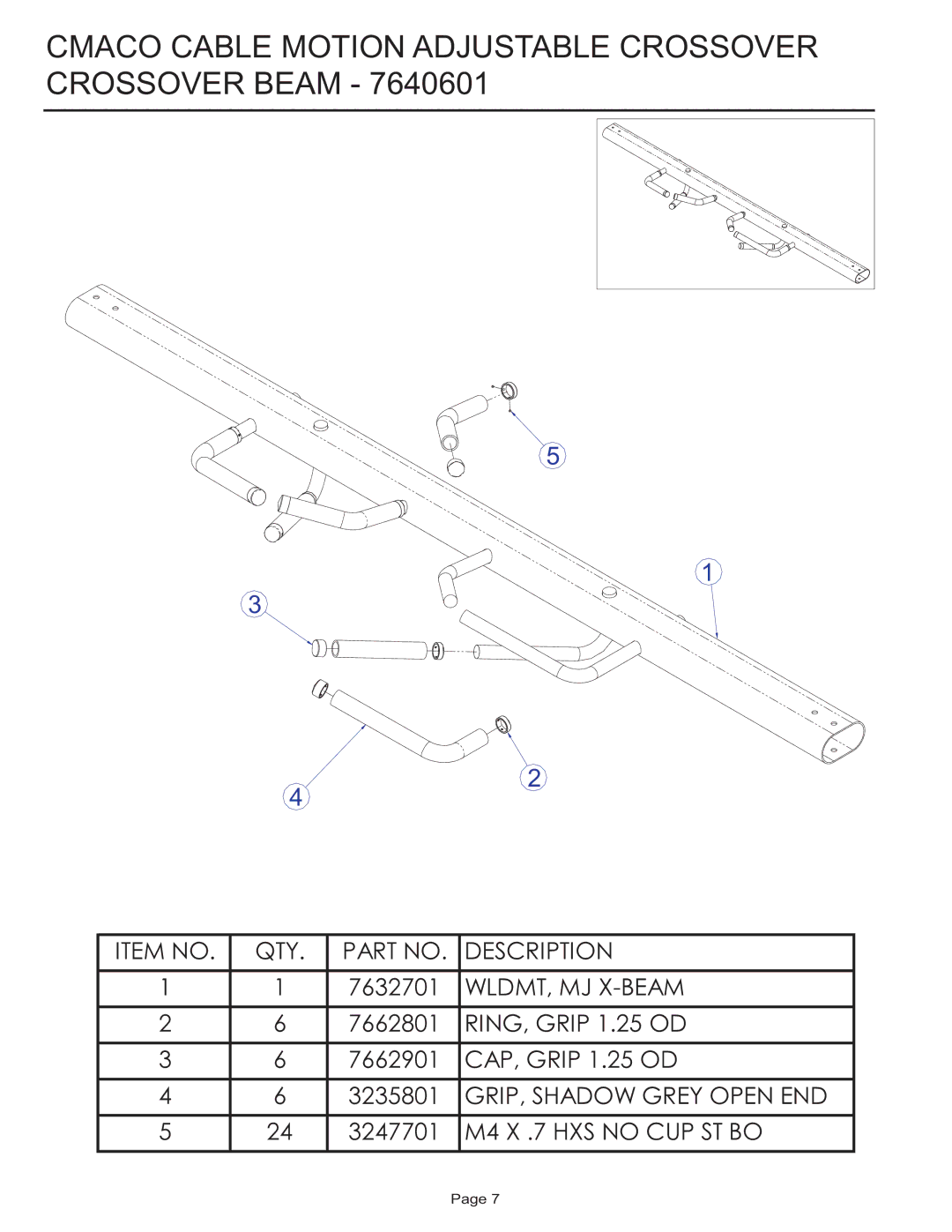 Life Fitness MJAXO manual Cmaco Cable Motion Adjustable Crossover Crossover Beam 