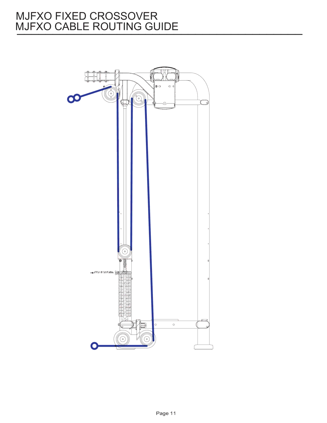 Life Fitness MJFXO manual Mjfxo Fixed Crossover Mjfxo Cable Routing Guide 