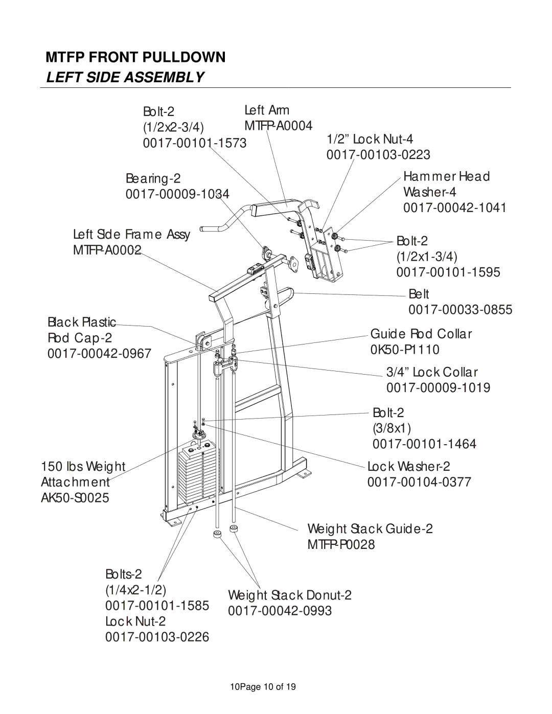 Life Fitness MTFP manual Mtfp Front Pulldown, Left Side Assembly 