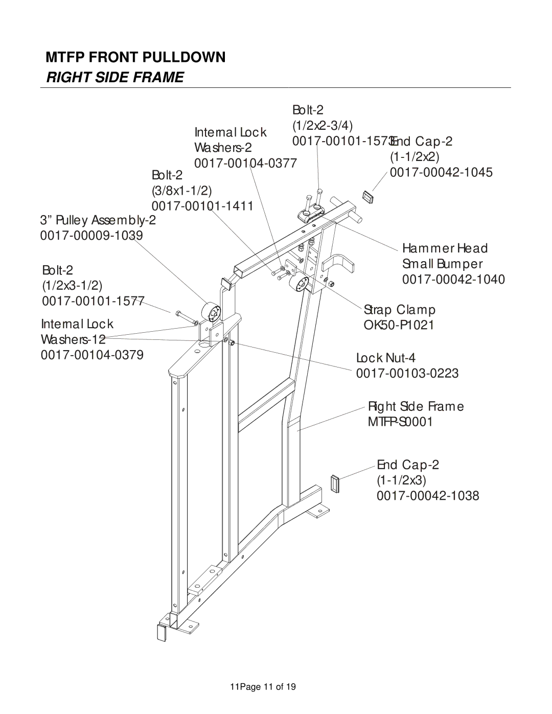 Life Fitness MTFP manual Right Side Frame 