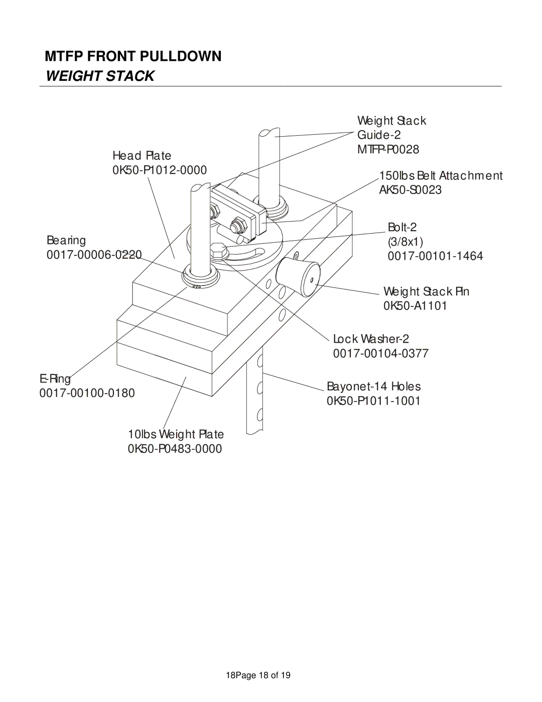 Life Fitness MTFP manual Mtfp Front Pulldown Weight Stack 