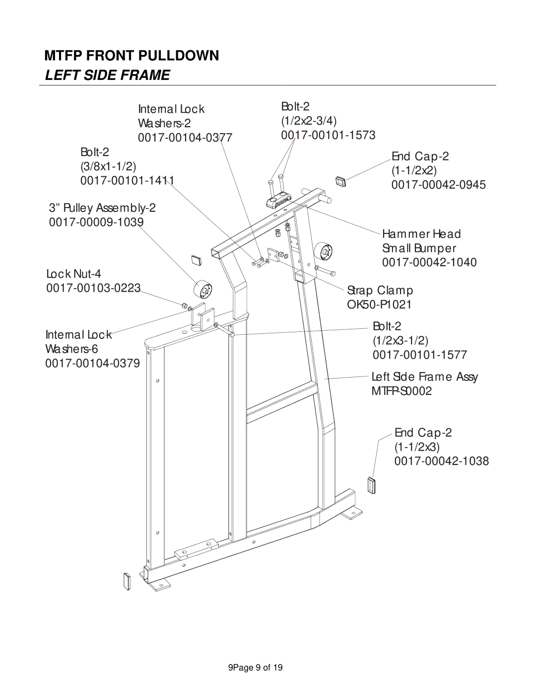 Life Fitness MTFP manual Mtfp Front Pulldown Left Side Frame 