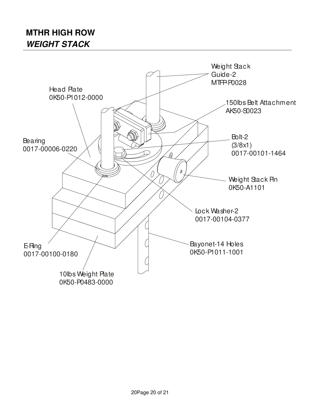 Life Fitness MTHR manual Mthr High ROW Weight Stack 