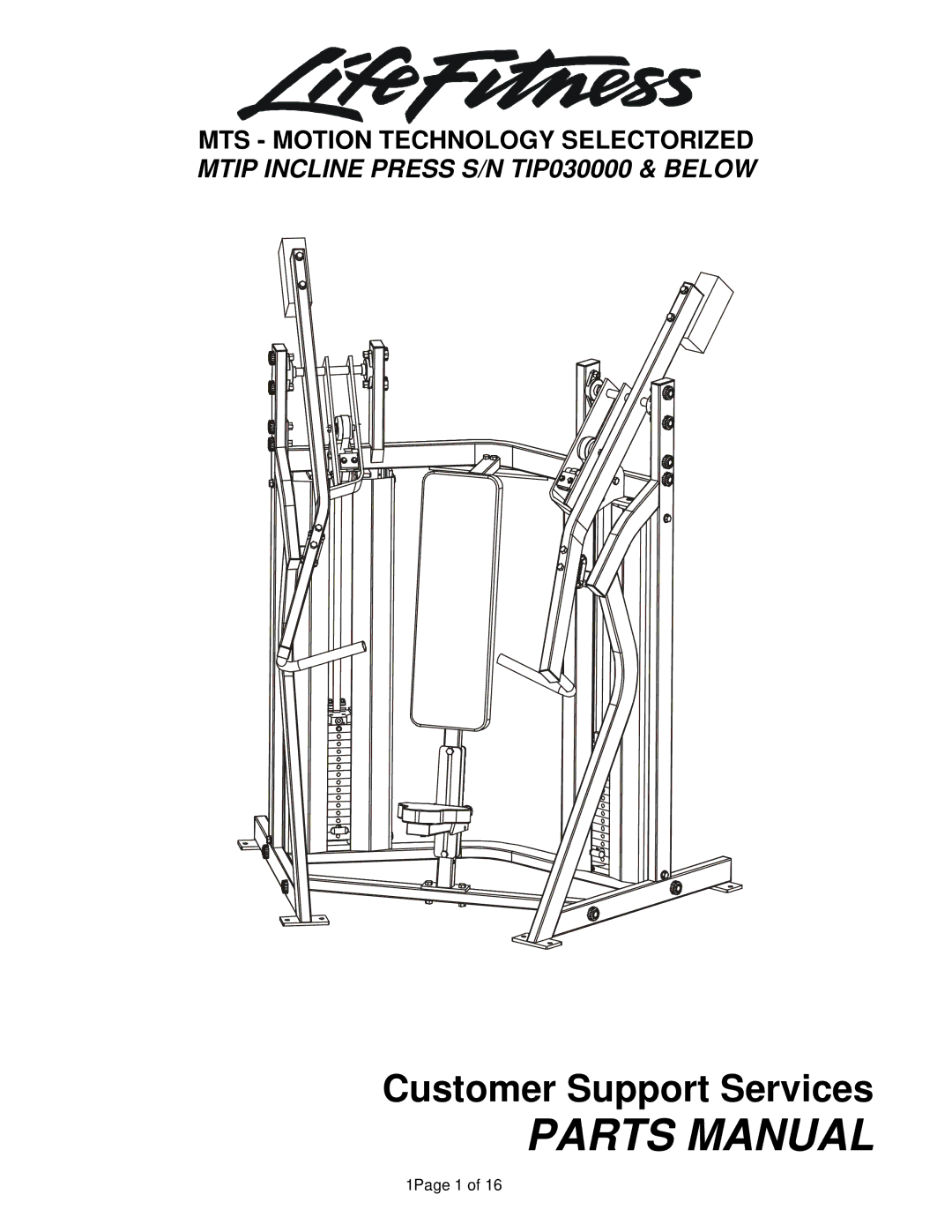 Life Fitness MTIP manual Parts Manual 