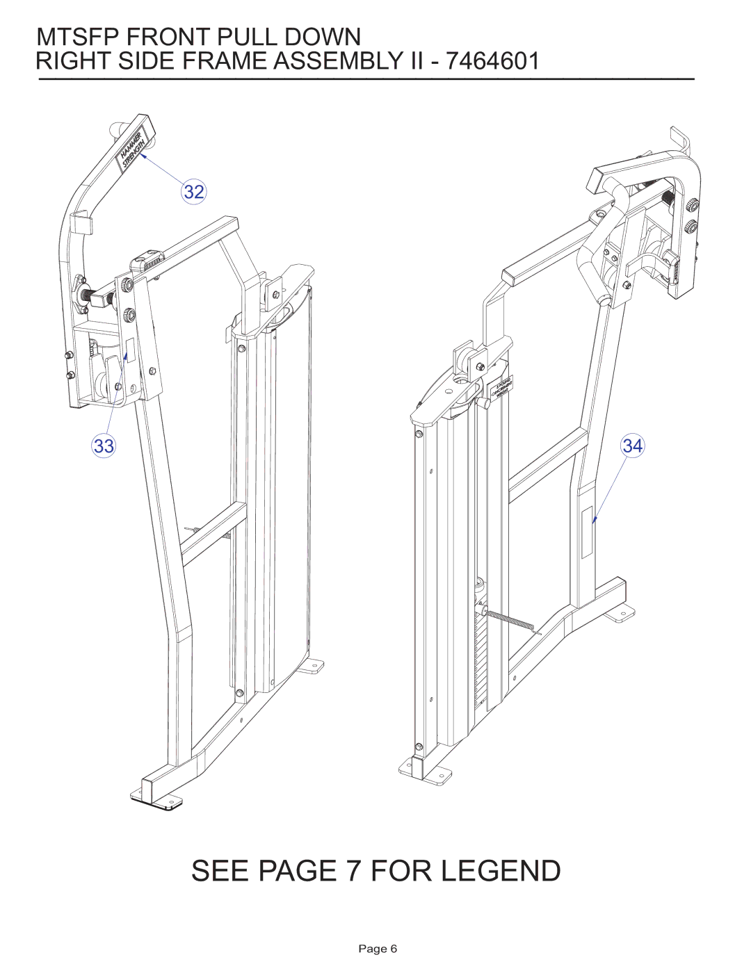 Life Fitness MTSFP manual Mtsfp Front Pull Down Right Side Frame Assembly II 