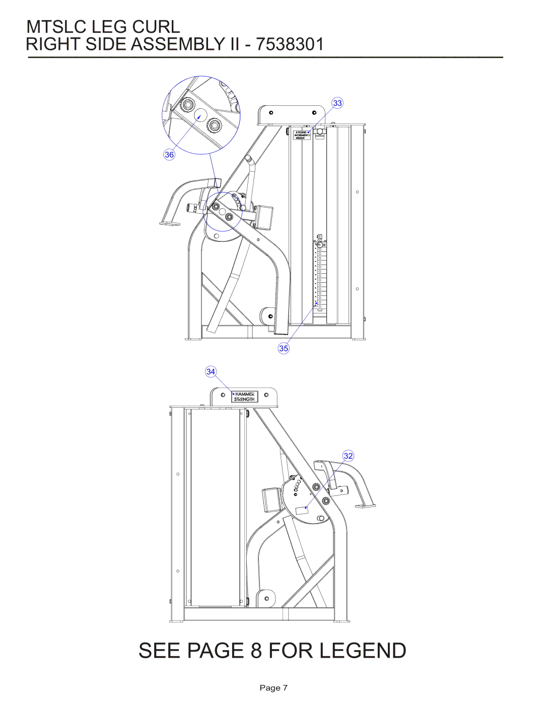 Life Fitness MTSLC manual Mtslc LEG Curl Right Side Assembly II 