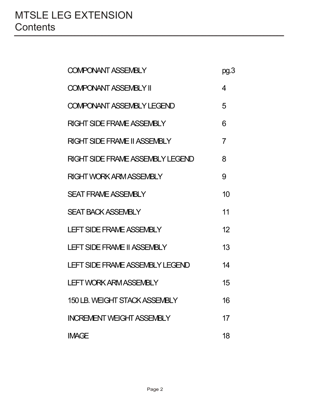 Life Fitness MTSLE manual Mtsle LEG Extension, Contents 