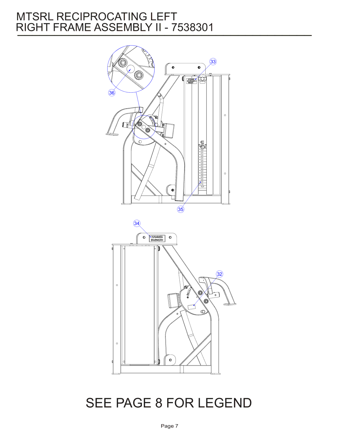 Life Fitness MTSRL manual Mtsrl Reciprocating Left Right Frame Assembly II 