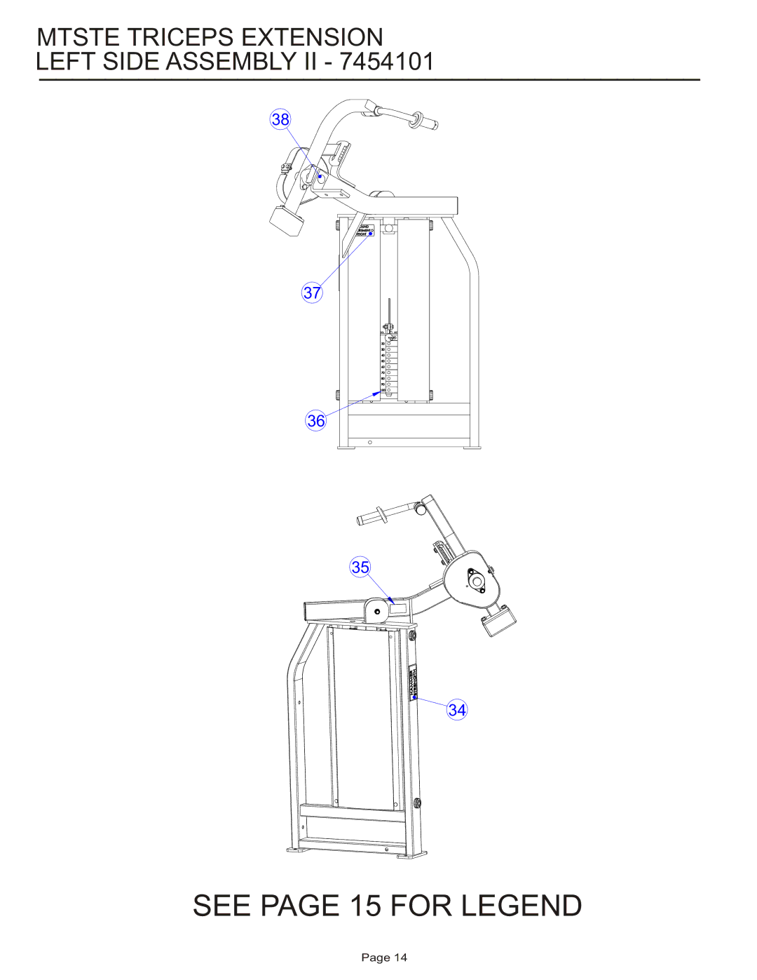 Life Fitness MTSTE manual Mtste Triceps Extension Left Side Assembly II 