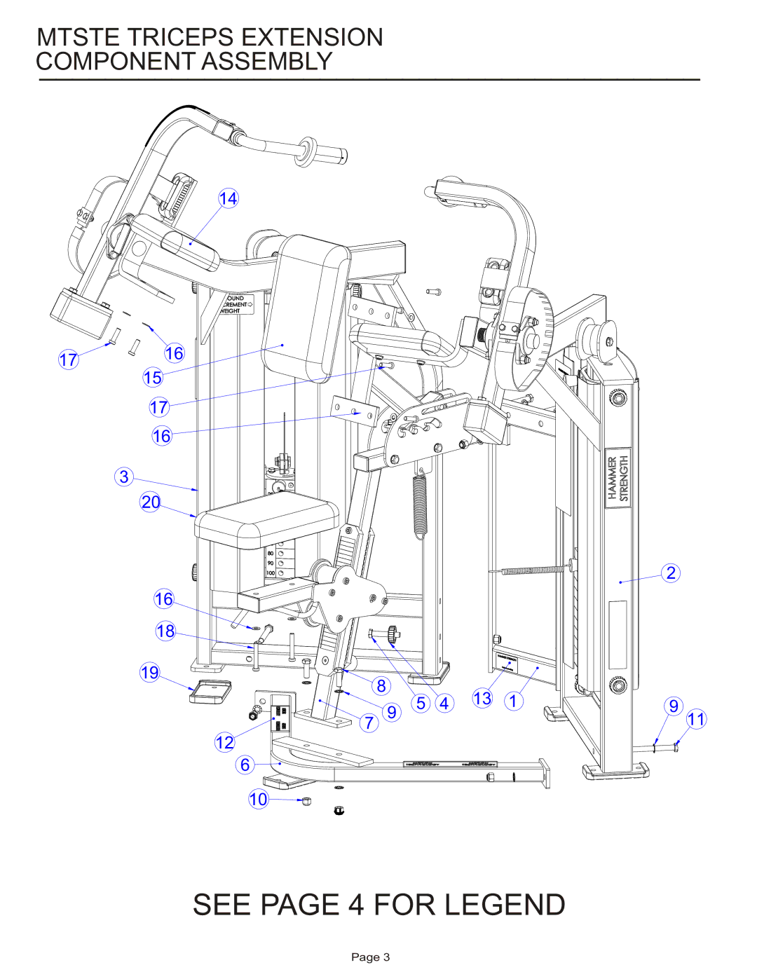 Life Fitness MTSTE manual Mtste Triceps Extension Component Assembly 