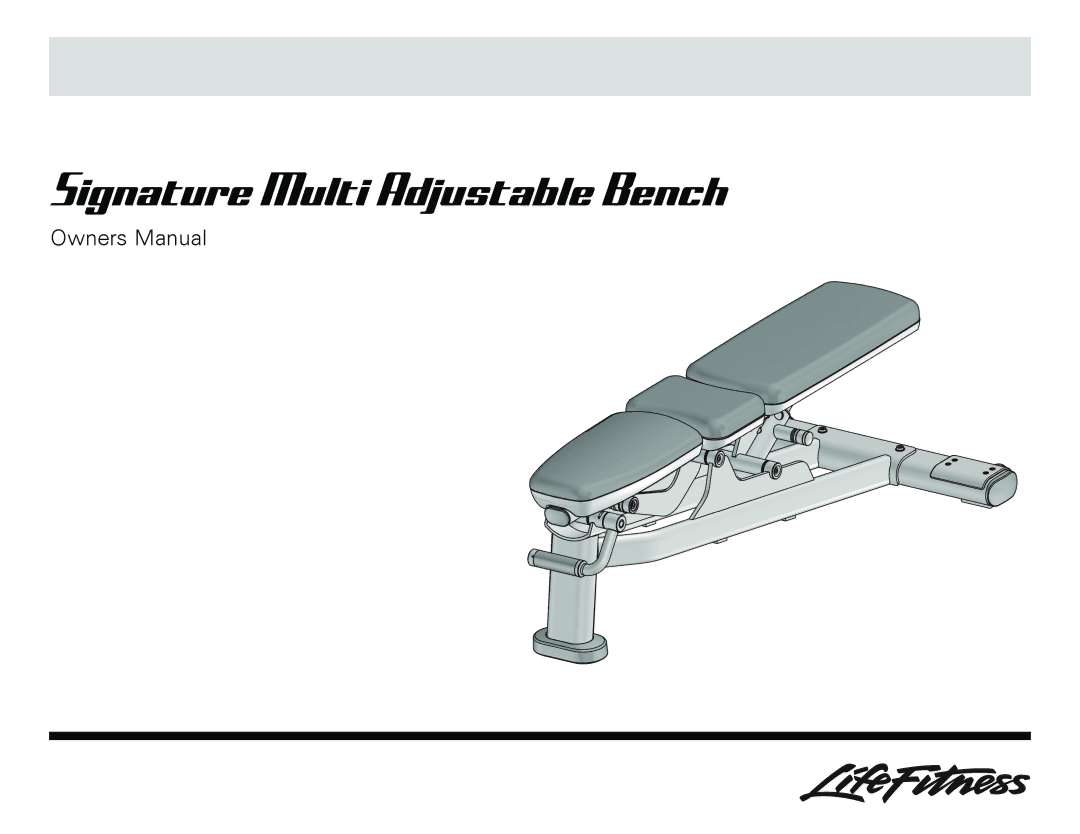 Life Fitness owner manual Signature Multi Adjustable Bench 