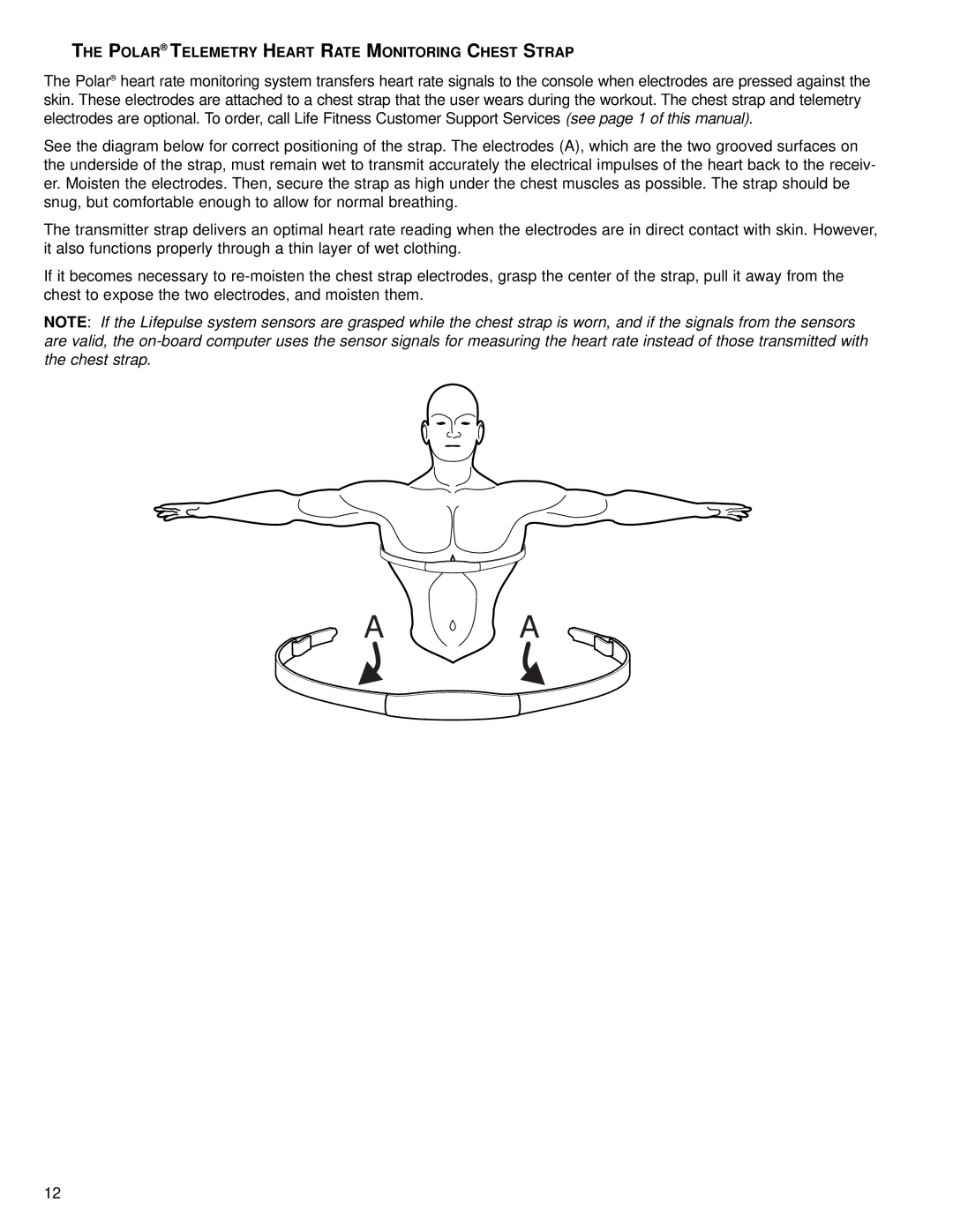 Life Fitness None operation manual Polar Telemetry Heart Rate Monitoring Chest Strap 