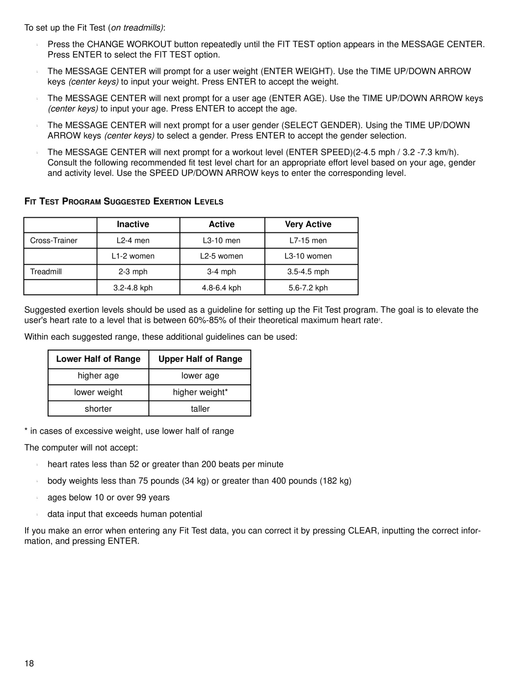 Life Fitness None operation manual Inactive Active Very Active 