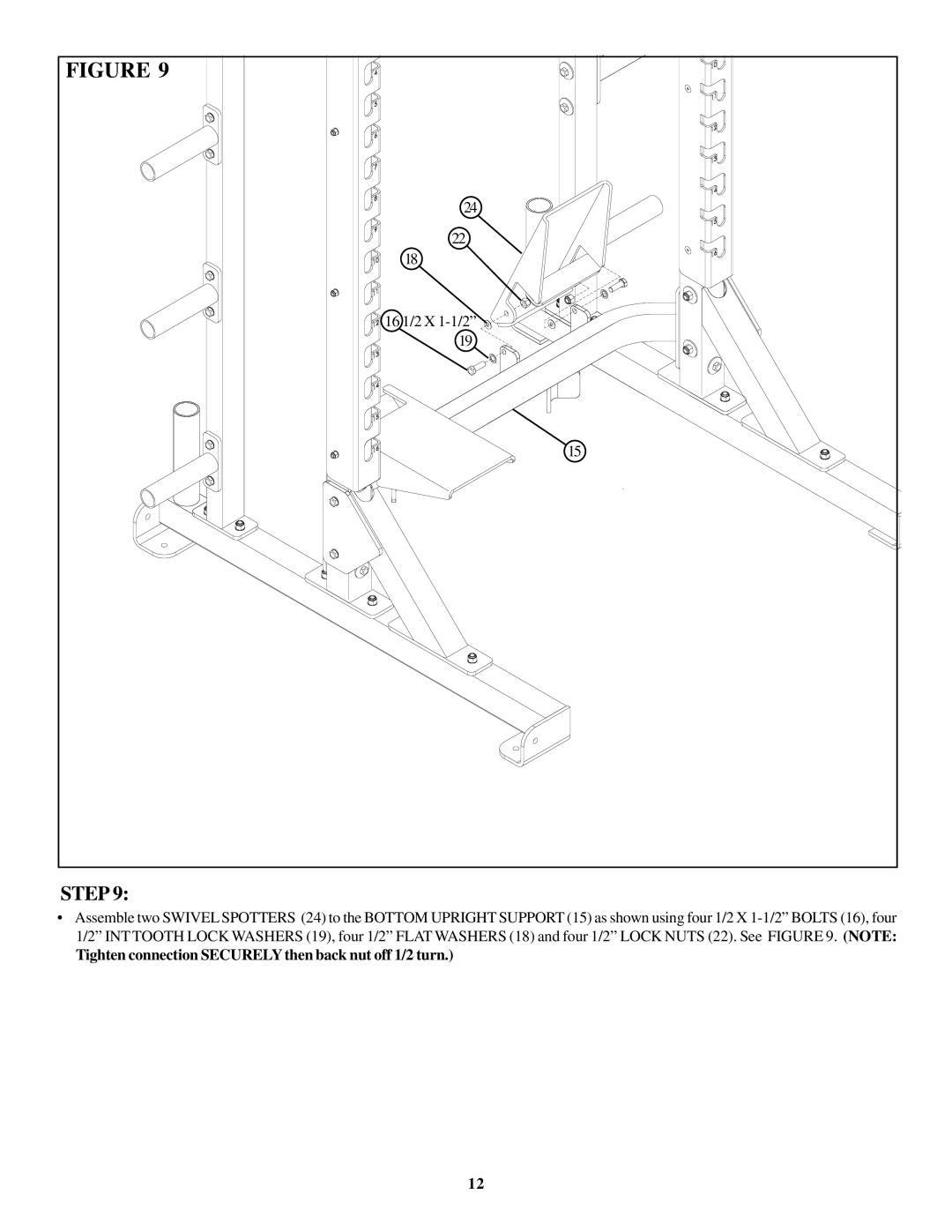 Life Fitness OHDHR manual Tighten connection Securely then back nut off 1/2 turn 