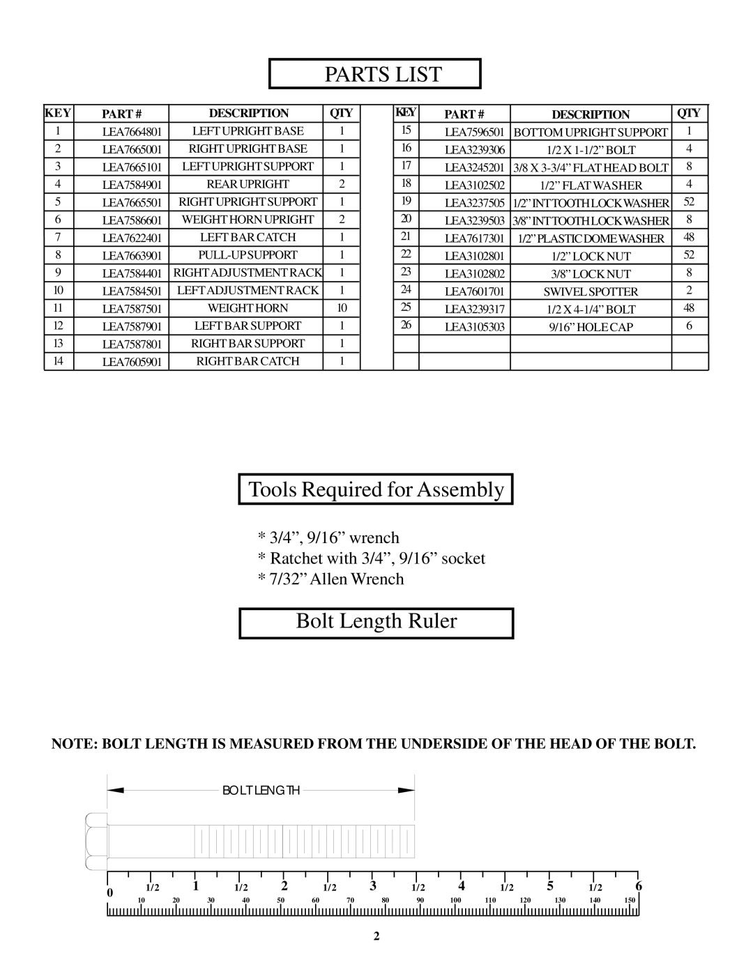 Life Fitness OHDHR manual Parts List 