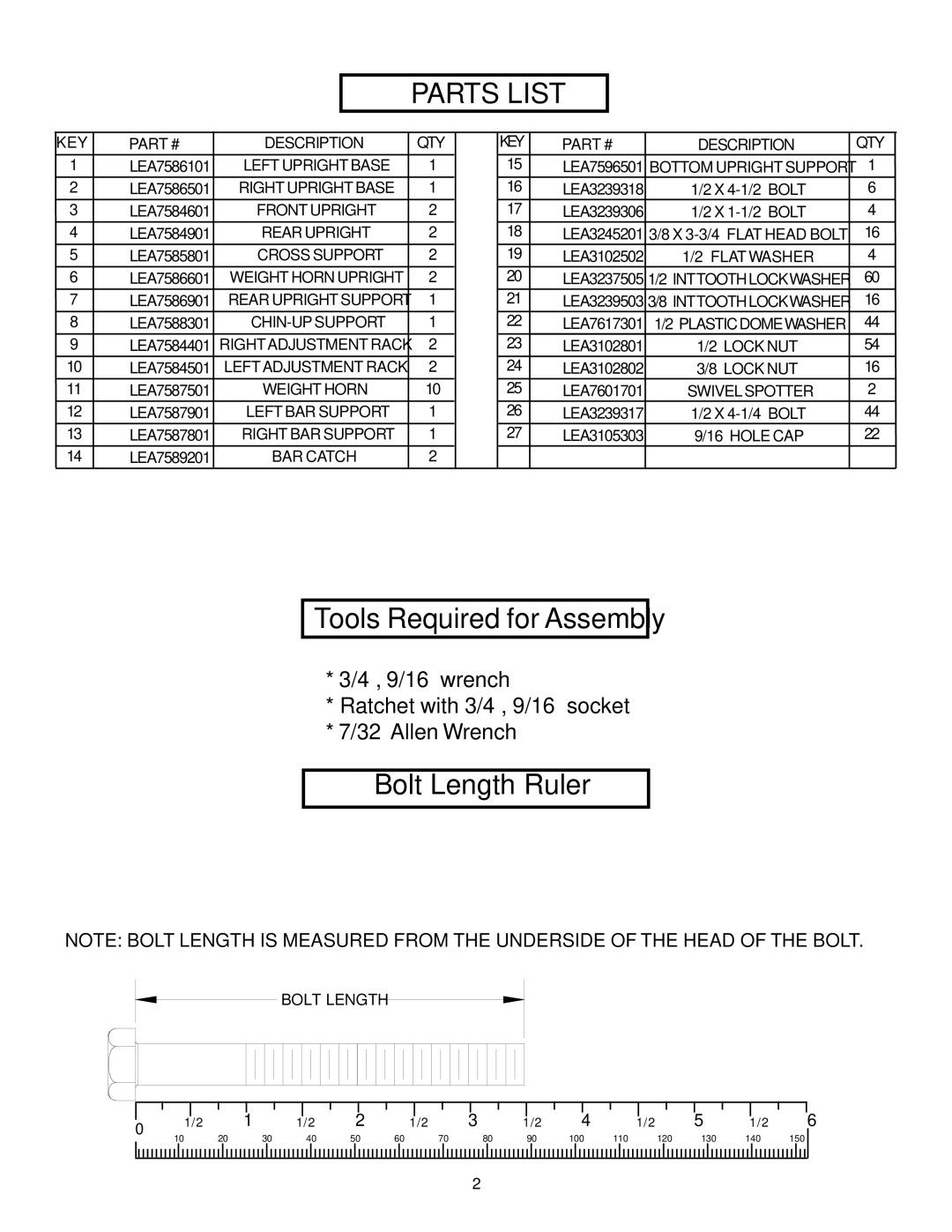 Life Fitness OHDPR8 manual Parts List 