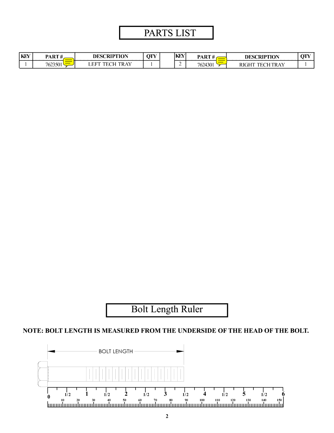 Life Fitness OHDRTT manual Bolt Length 