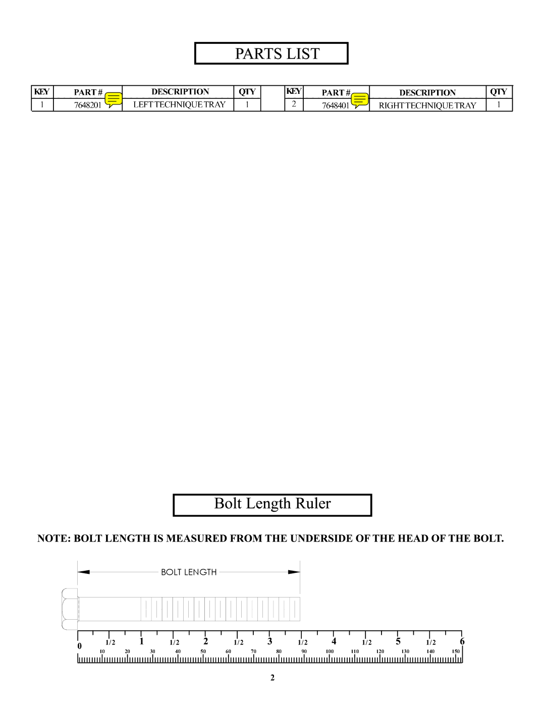 Life Fitness OHDTT manual Bolt Length 