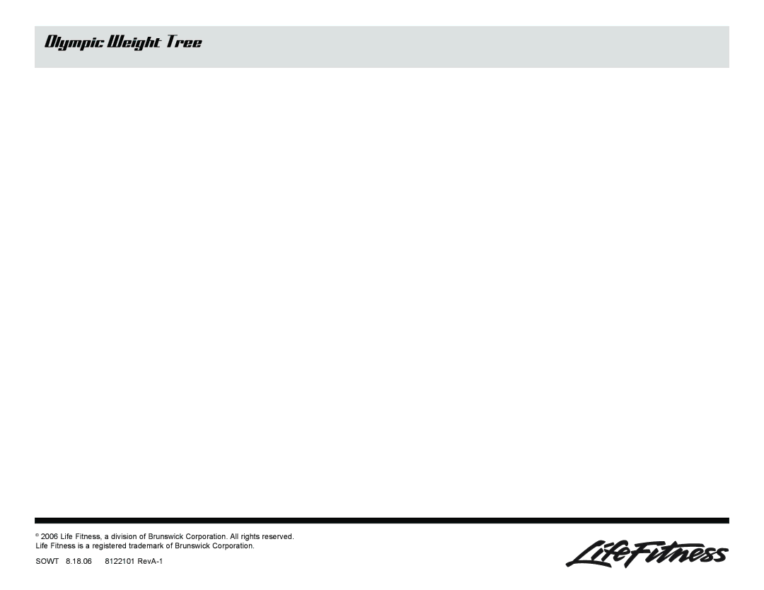 Life Fitness Olympic Weight Tree owner manual 