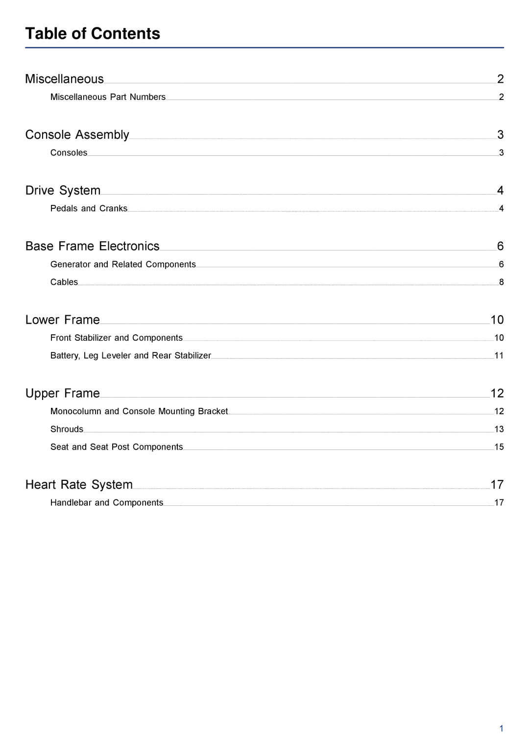 Life Fitness 95C-IFIXX-XX, PCSC-ALLXX-XX, 97C-ALLXX-XX manual Table of Contents 