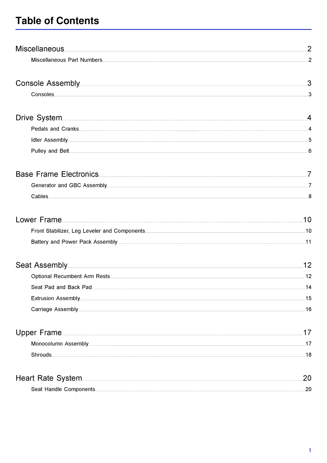 Life Fitness PCSR-ALLXX-XX, 95R-IFIXX-XX manual Table of Contents 