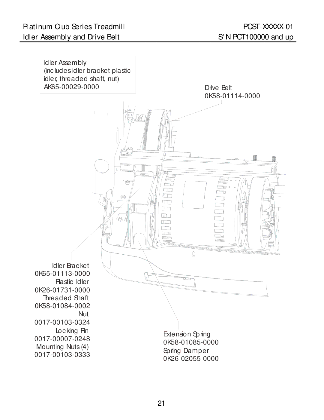 Life Fitness PCST-DOMHX-01, PCST-DOMLX-01, PCST-INTHX-01 manual Idler Assembly and Drive Belt 