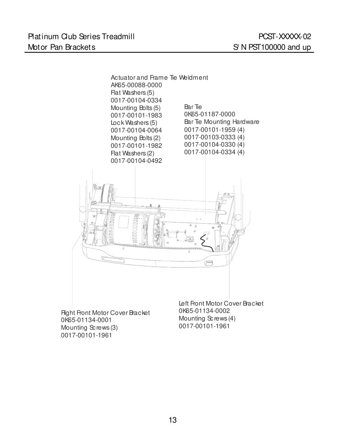 Life Fitness PCST-DOMHX-02, PCST-DOMLX-02, PCST-INTHX-02 manual Motor Pan Brackets 