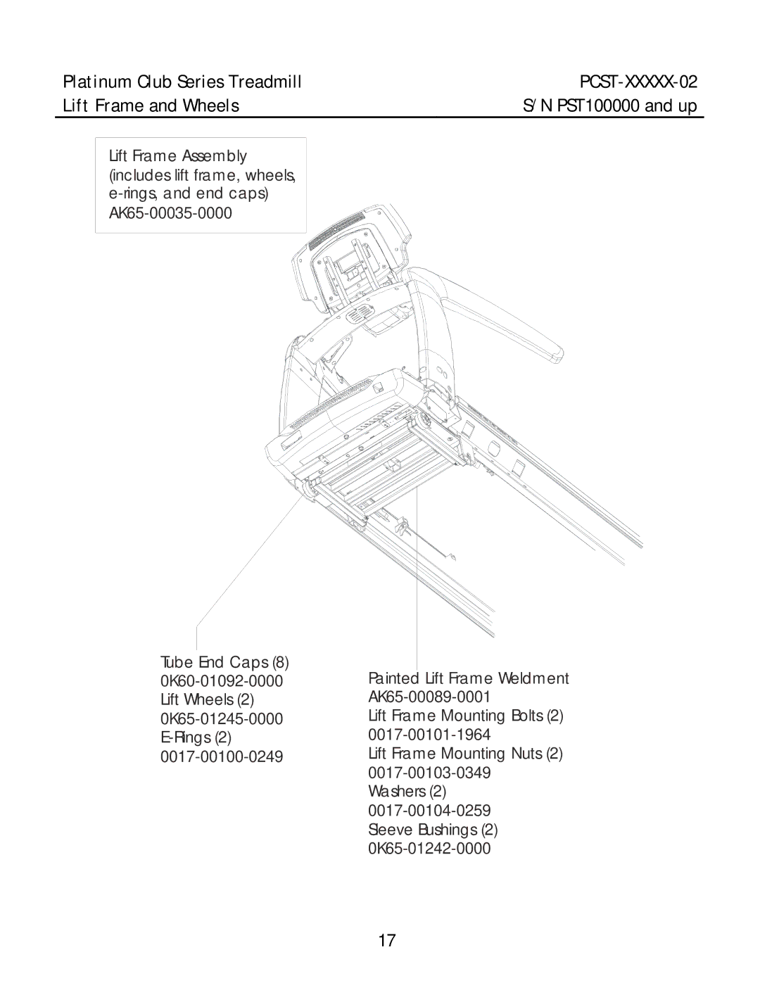 Life Fitness PCST-INTHX-02, PCST-DOMLX-02, PCST-DOMHX-02 manual Lift Frame and Wheels 