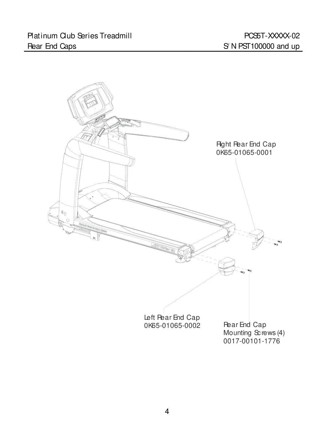 Life Fitness PCST-DOMHX-02, PCST-DOMLX-02, PCST-INTHX-02 manual PCS5T-XXXXX-02, Rear End Caps 