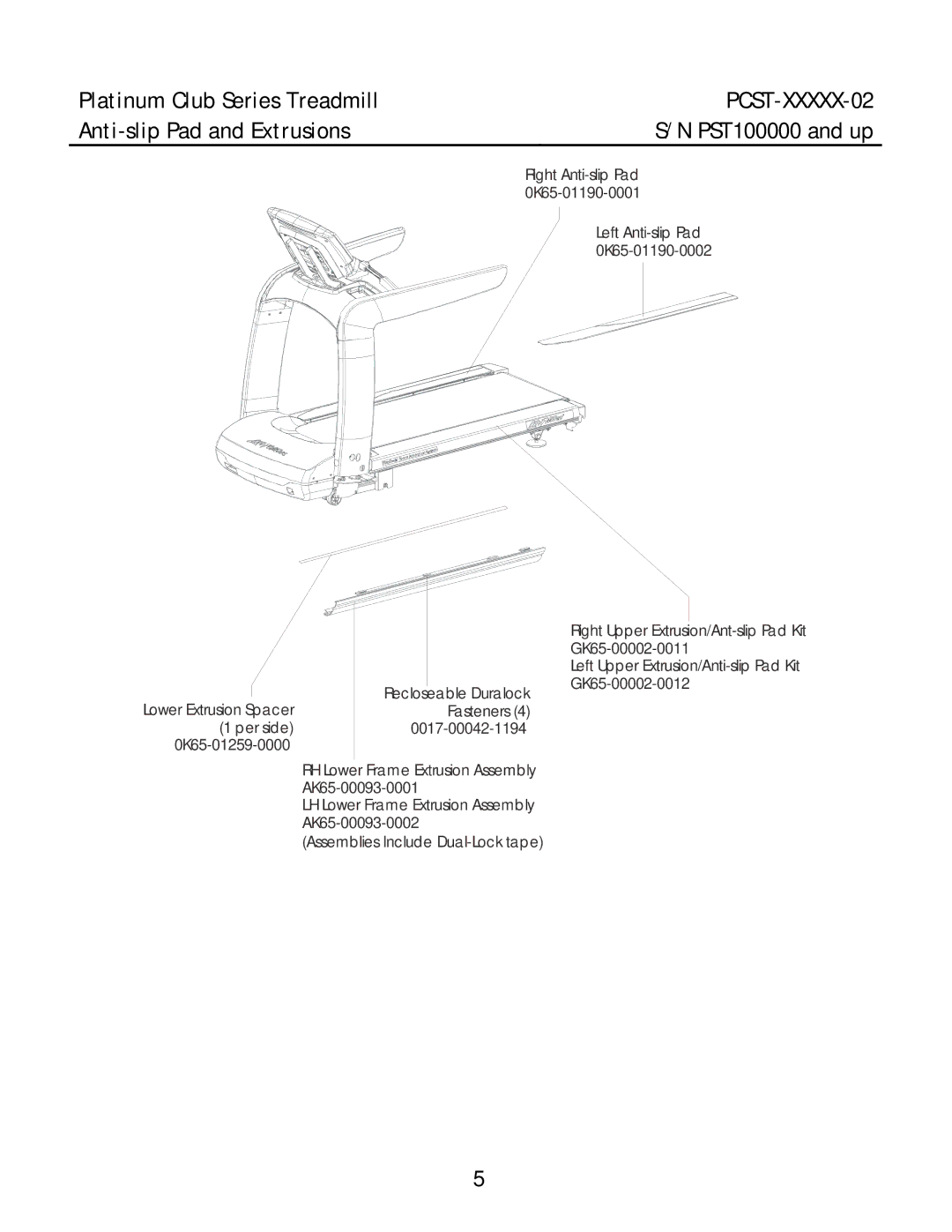 Life Fitness PCST-INTHX-02, PCST-DOMLX-02, PCST-DOMHX-02 manual Anti-slip Pad and Extrusions 