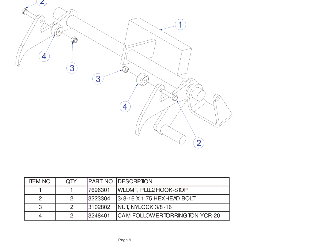 Life Fitness manual PLLL2 Plate Loaded Linear LEG Press Hook Stop Assembly 