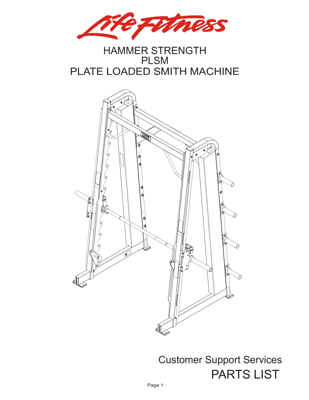 Life Fitness PLSM manual Parts List 