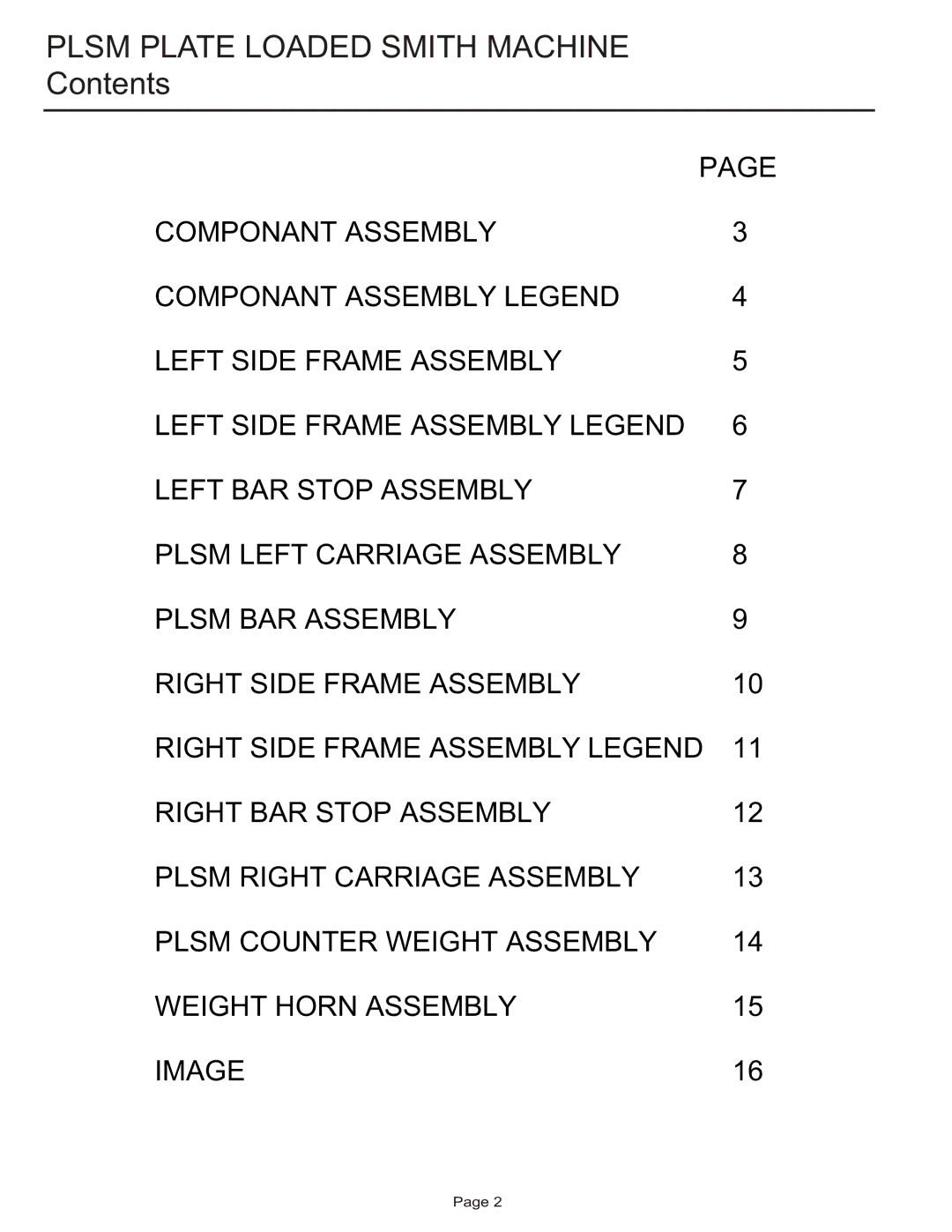 Life Fitness PLSM manual Plsm Plate Loaded Smith Machine 