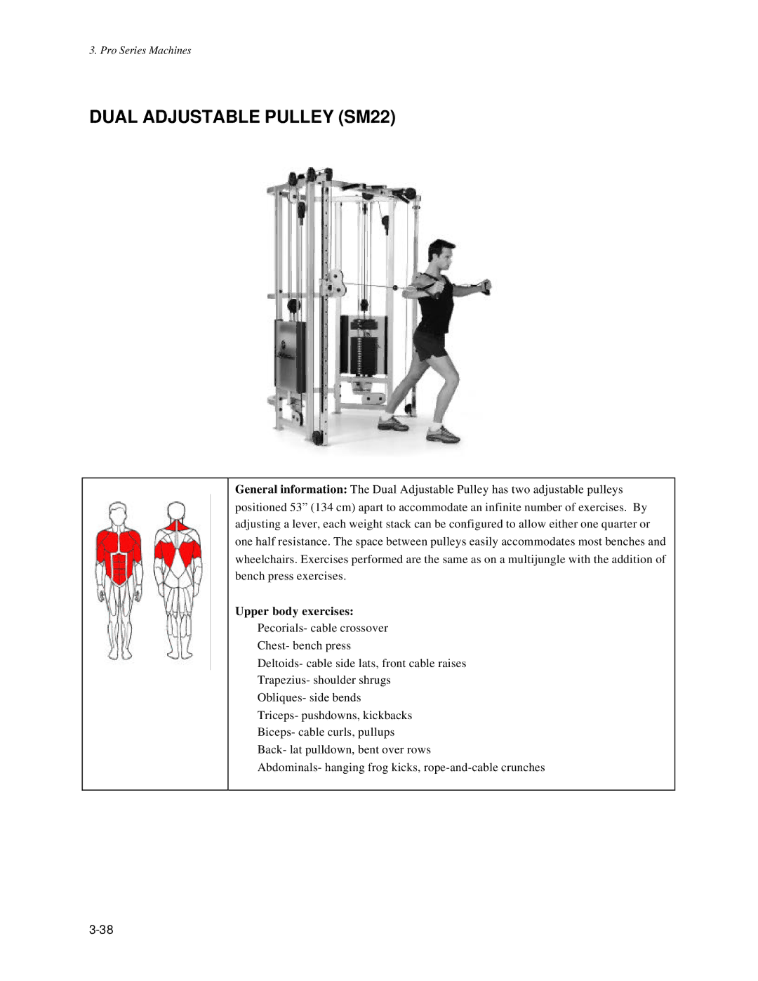 Life Fitness Pro Series owner manual Dual Adjustable Pulley SM22 