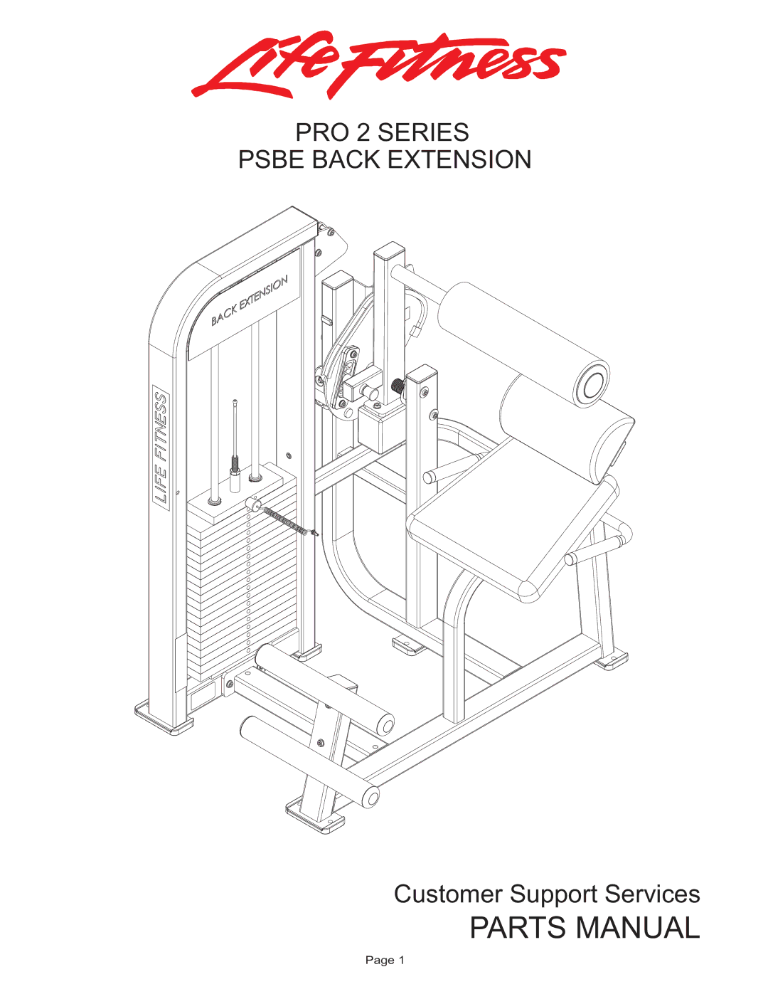 Life Fitness PSBE manual Parts Manual, PRO 2 Series Psbe Back Extension 