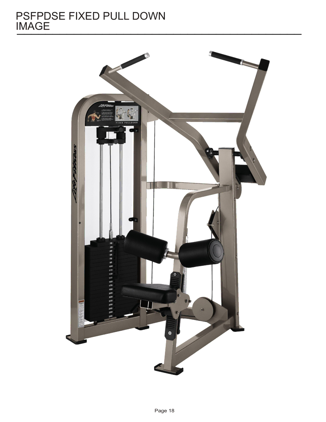 Life Fitness PSFPDSE manual Psfpdse Fixed Pull Down Image 