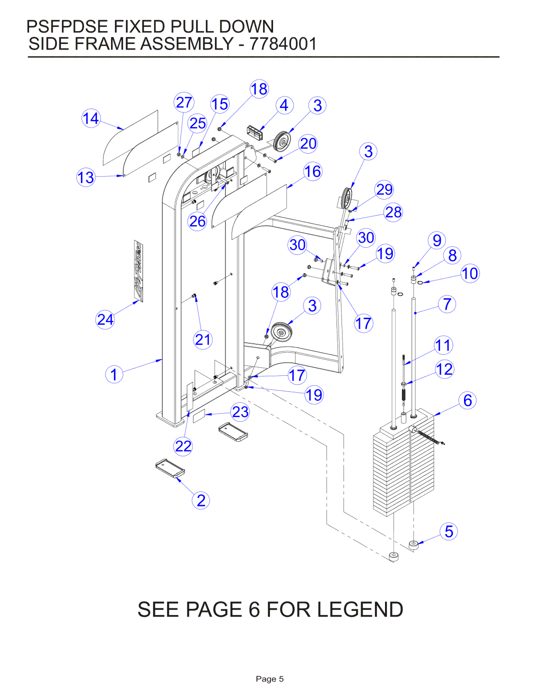 Life Fitness PSFPDSE manual See page 6 for Legend 