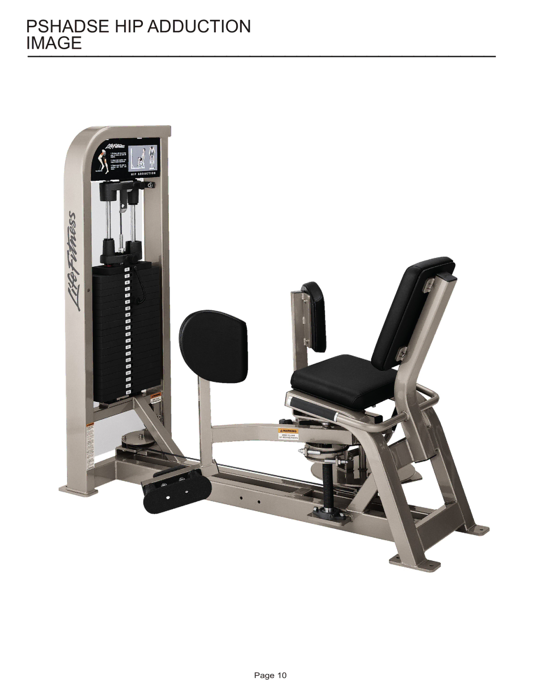 Life Fitness PSHADSE manual Pshadse HIP Adduction Image 