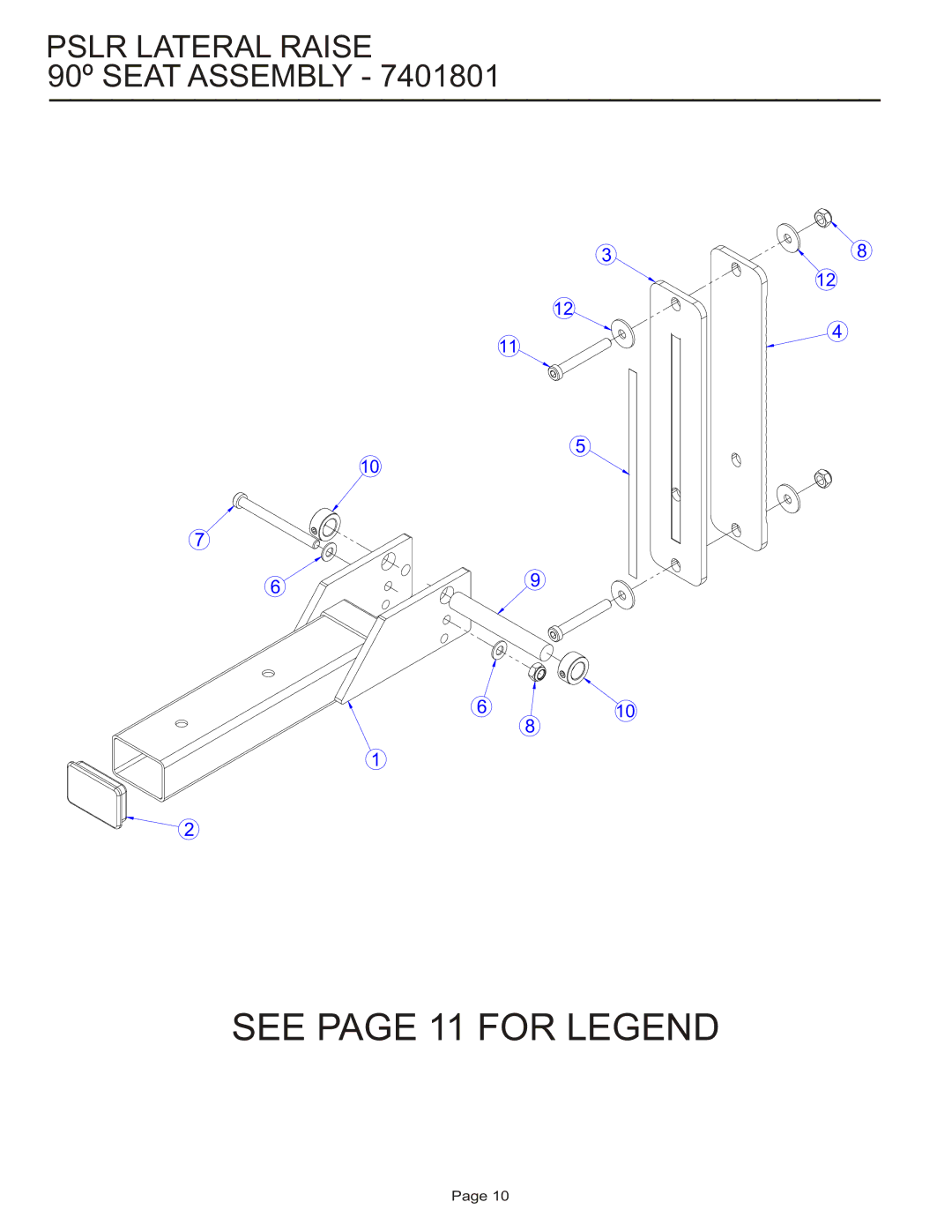 Life Fitness PSLR manual See page 11 for Legend, Pslr Lateral Raise 