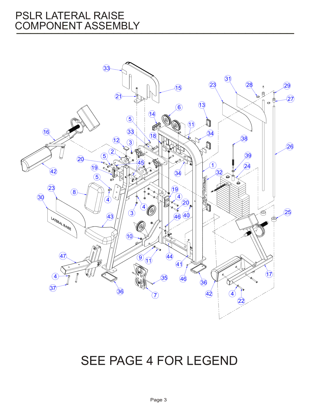 Life Fitness PSLR manual See page 4 for Legend 