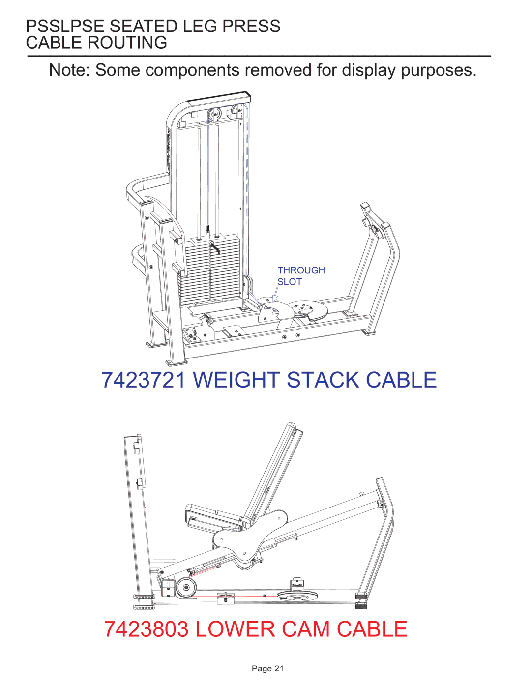 Life Fitness PSSLPSE manual Psslpse Seated LEG Press Cable Routing 