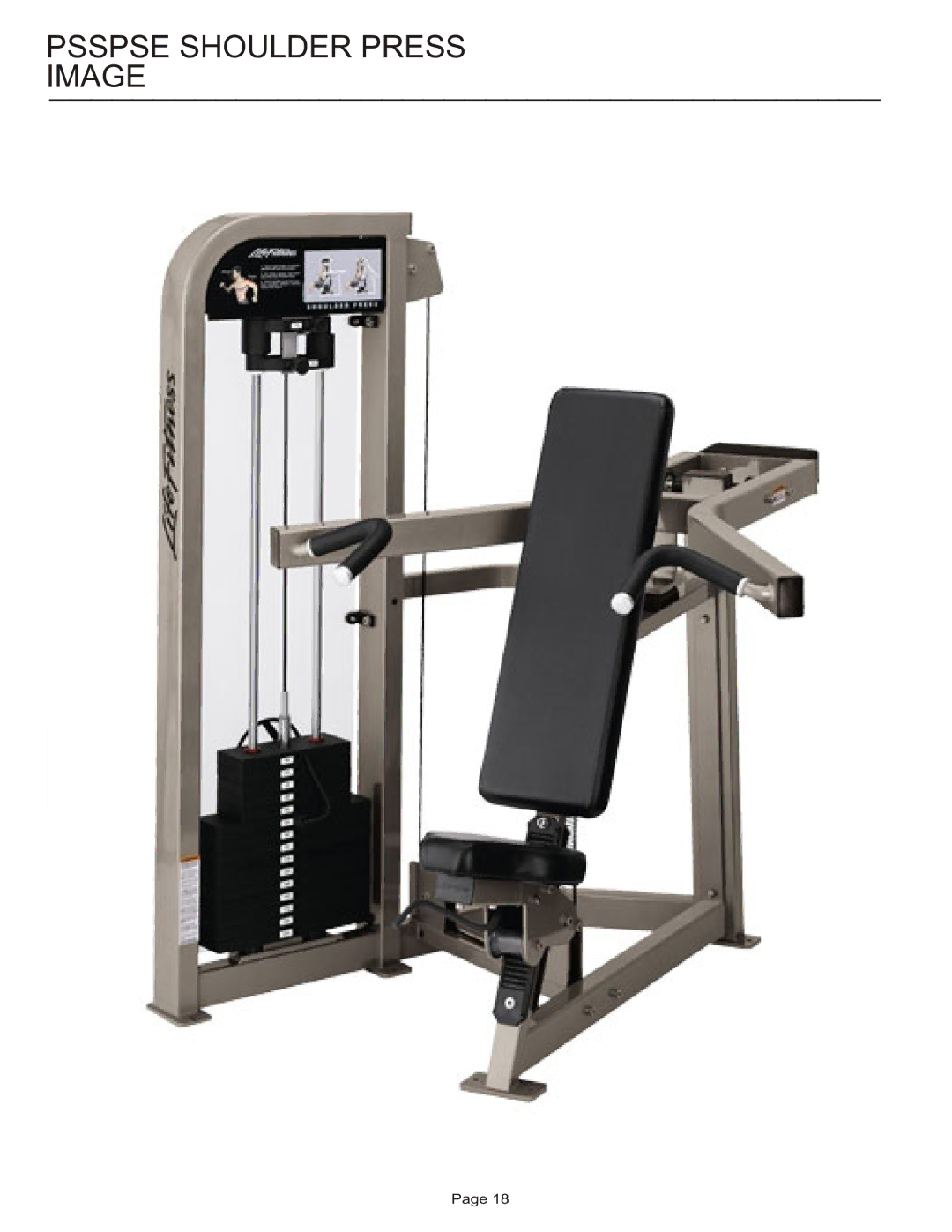 Life Fitness PSSPSE manual Psspse Shoulder Press Image 