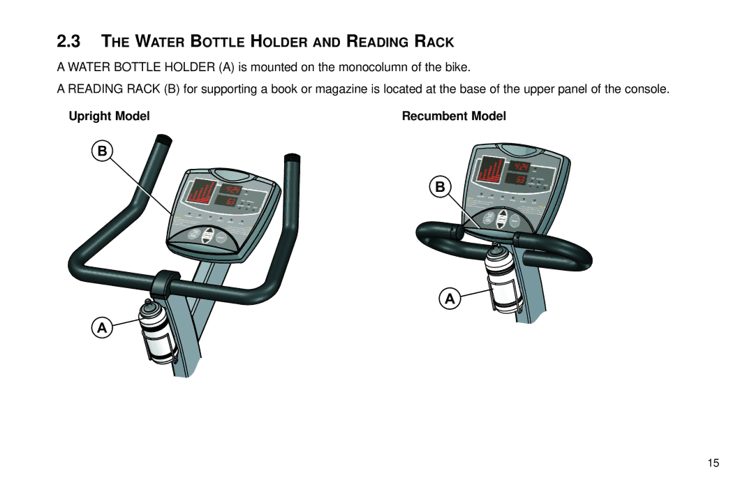 Life Fitness R15 user manual Water Bottle Holder and Reading Rack 