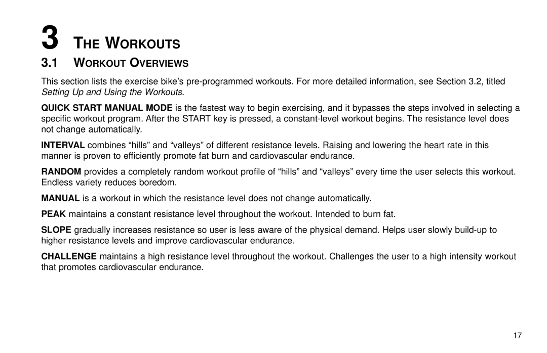 Life Fitness R15 user manual Workouts, Workout Overviews 