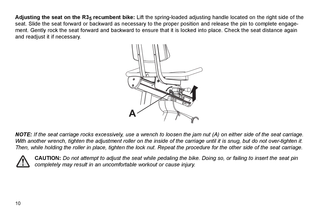 Life Fitness R35 user manual 