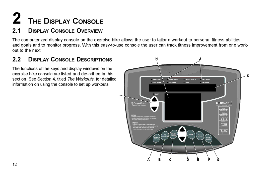 Life Fitness R35 user manual Display Console Overview, Display Console Descriptions 