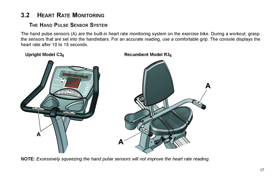 Life Fitness R35 user manual Heart Rate Monitoring 