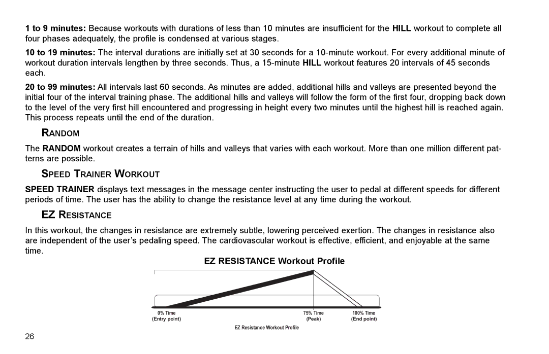 Life Fitness R35 user manual EZ Resistance Workout Profile 