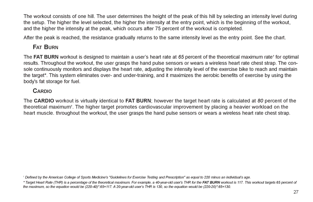 Life Fitness R35 user manual FAT Burn 