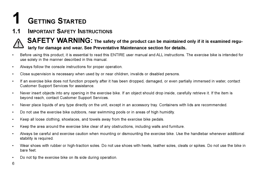 Life Fitness R35 user manual Getting Started, Important Safety Instructions 